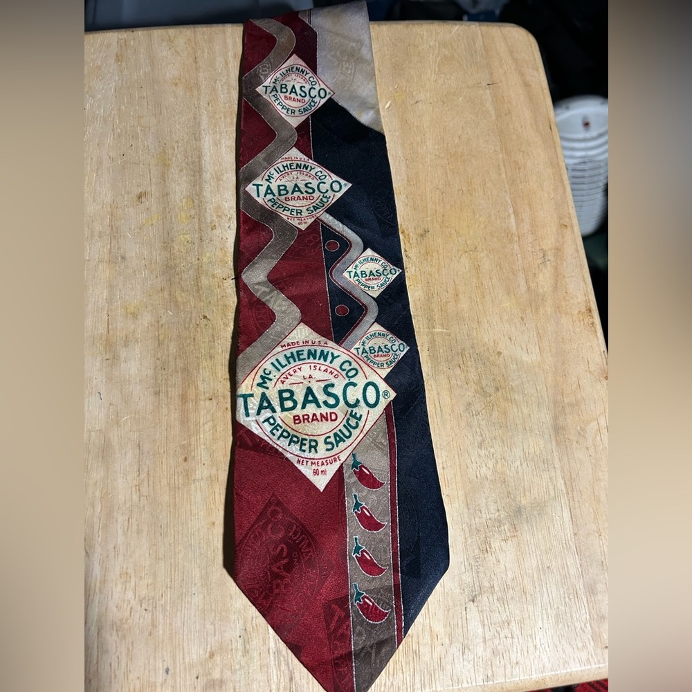 Vintage Tabasco Men's Tie with Red and Black Accents